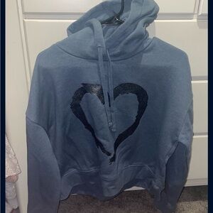 Blue Hoodie with Black Heart Design